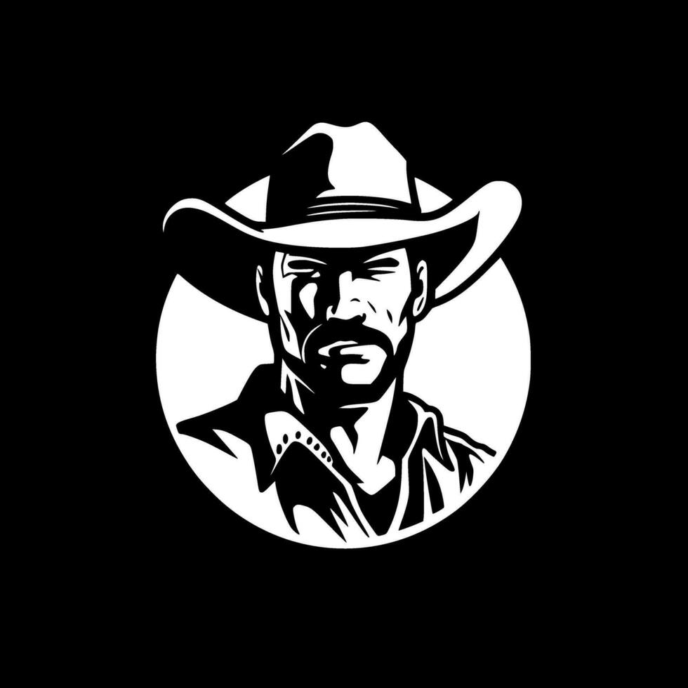 Cowboy, Black and White Vector illustration
