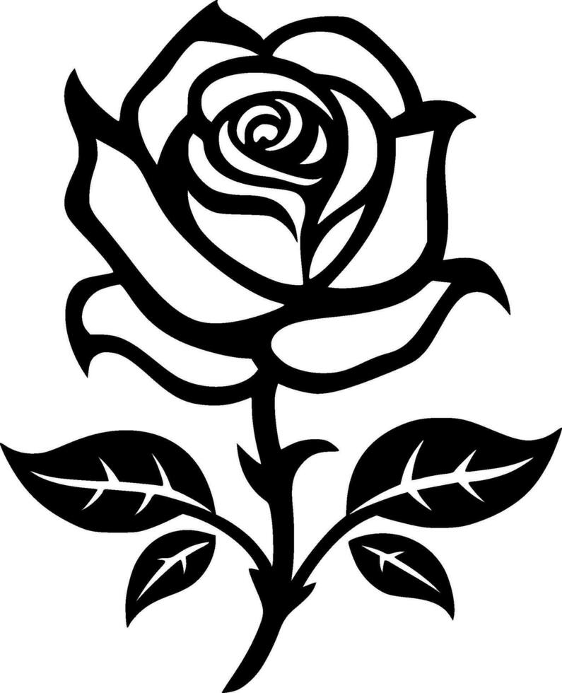 Rose, Black and White Vector illustration