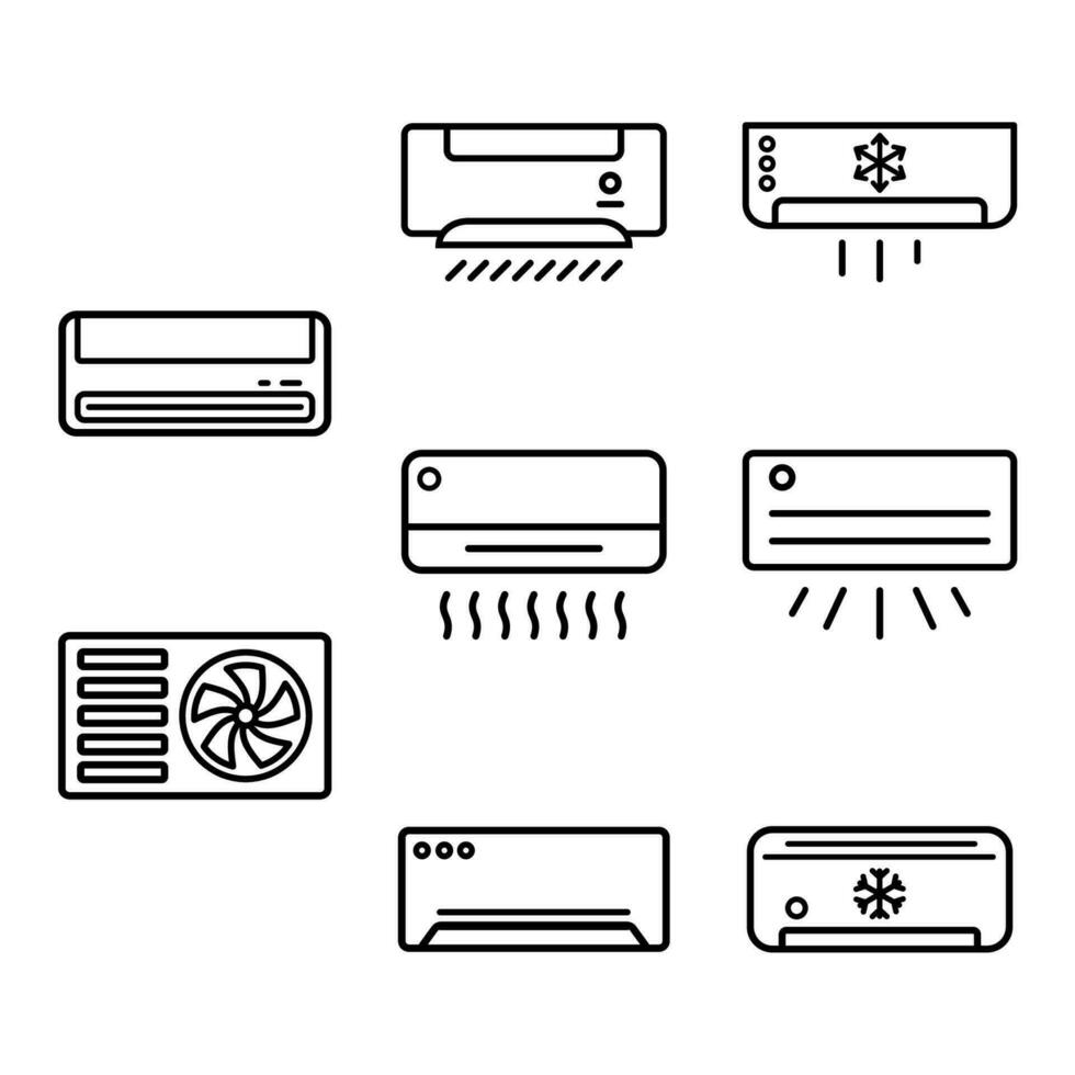 air conditioning icon set design vector