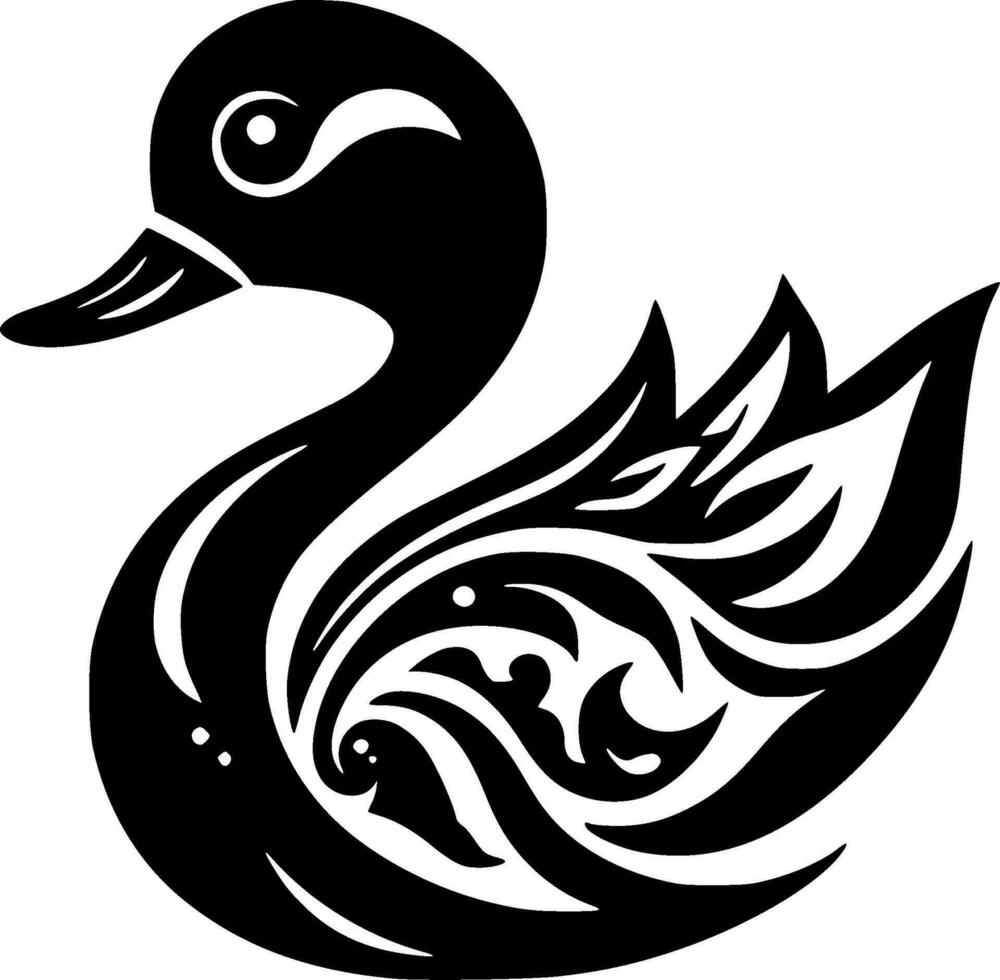 Duck, Black and White Vector illustration
