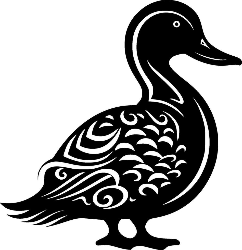 Duck, Black and White Vector illustration