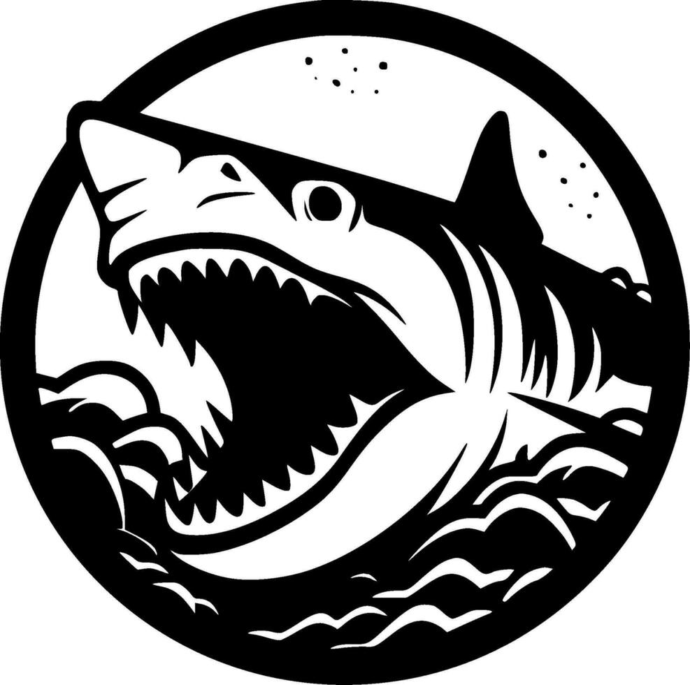 Shark, Black and White Vector illustration