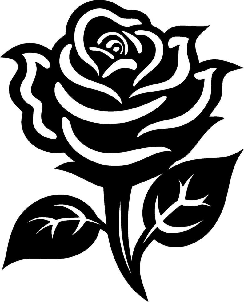 Rose - Black and White Isolated Icon - Vector illustration