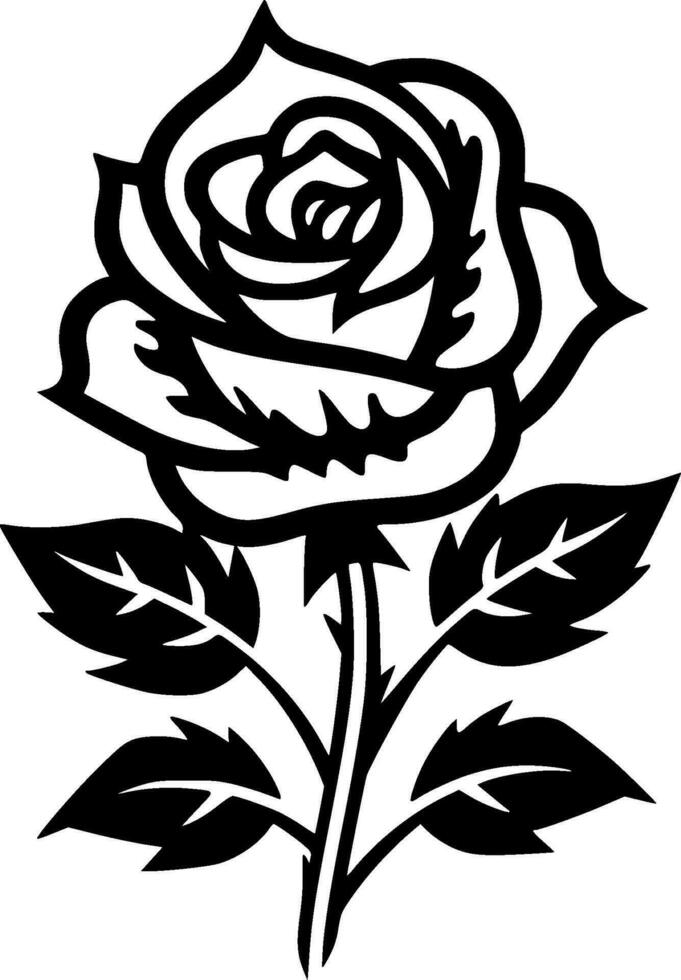 Rosa - negro y blanco aislado icono - vector ilustración