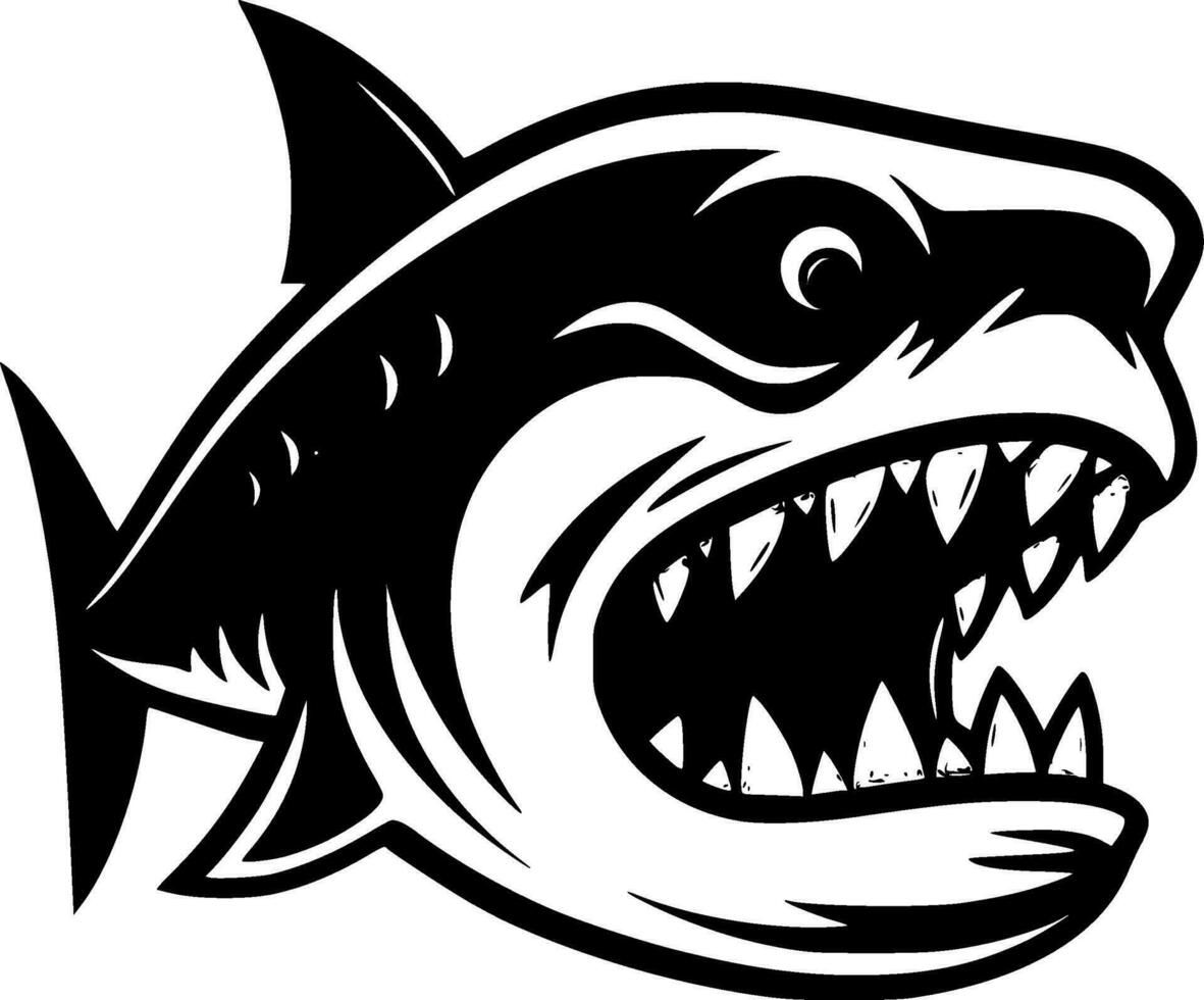 Shark, Black and White Vector illustration