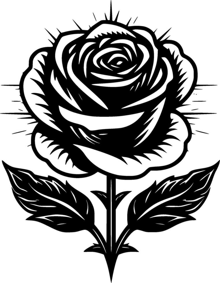 Rose - Black and White Isolated Icon - Vector illustration