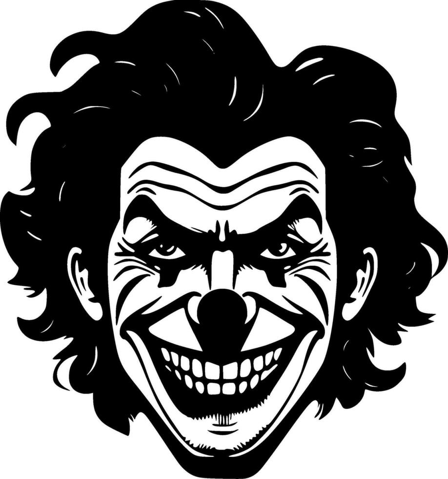 Clown, Black and White Vector illustration