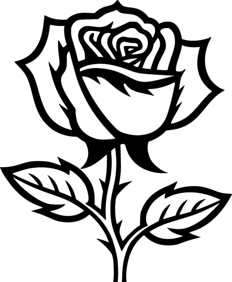 Rosa - negro y blanco aislado icono - vector ilustración