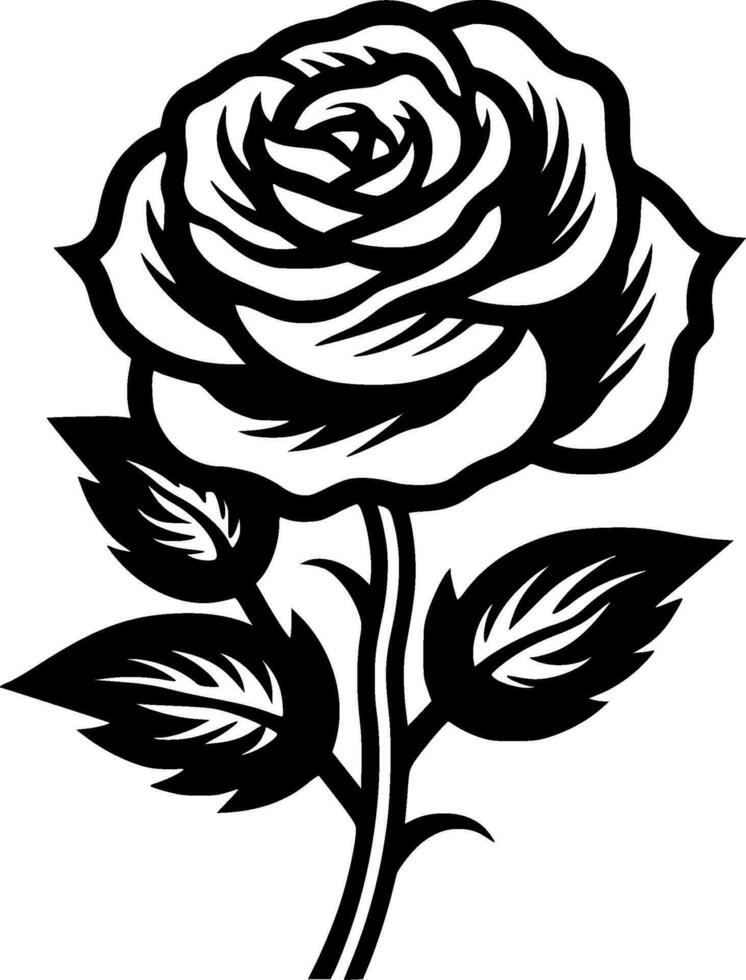 Rosa - negro y blanco aislado icono - vector ilustración