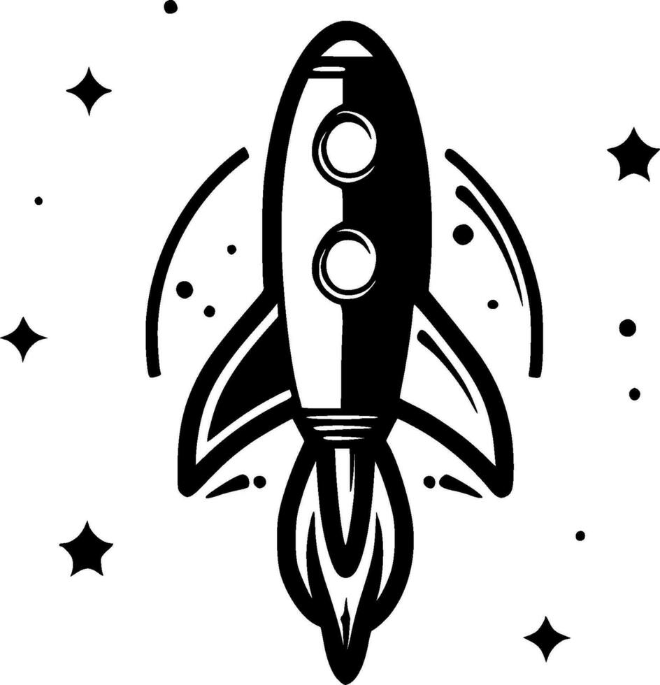 Rocket, Minimalist and Simple Silhouette - Vector illustration