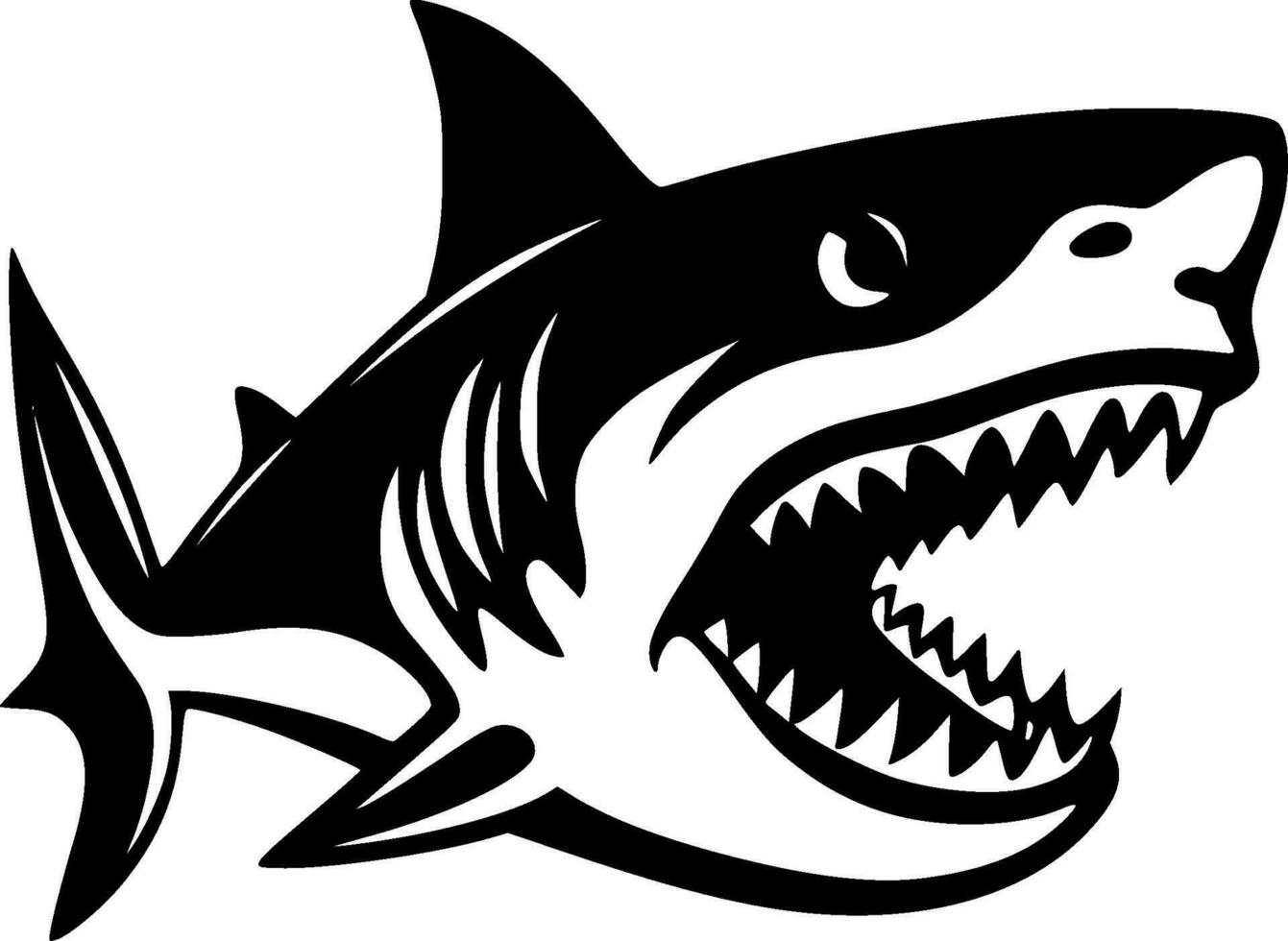 Shark, Black and White Vector illustration