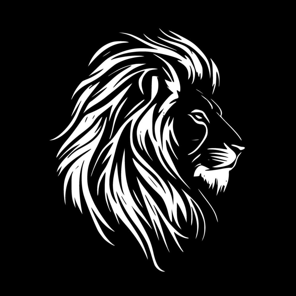 Lion, Black and White Vector illustration