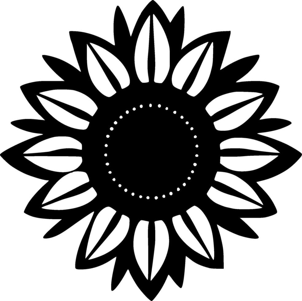 Flower - Black and White Isolated Icon - Vector illustration