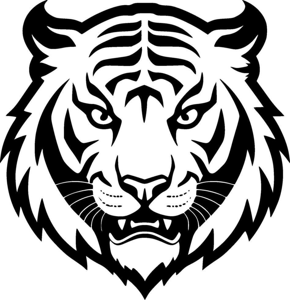 Tigre - negro y blanco aislado icono - vector ilustración