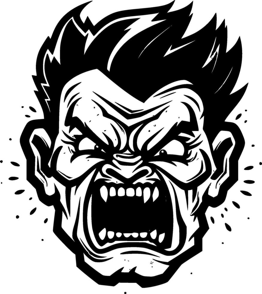 Zombie, Black and White Vector illustration