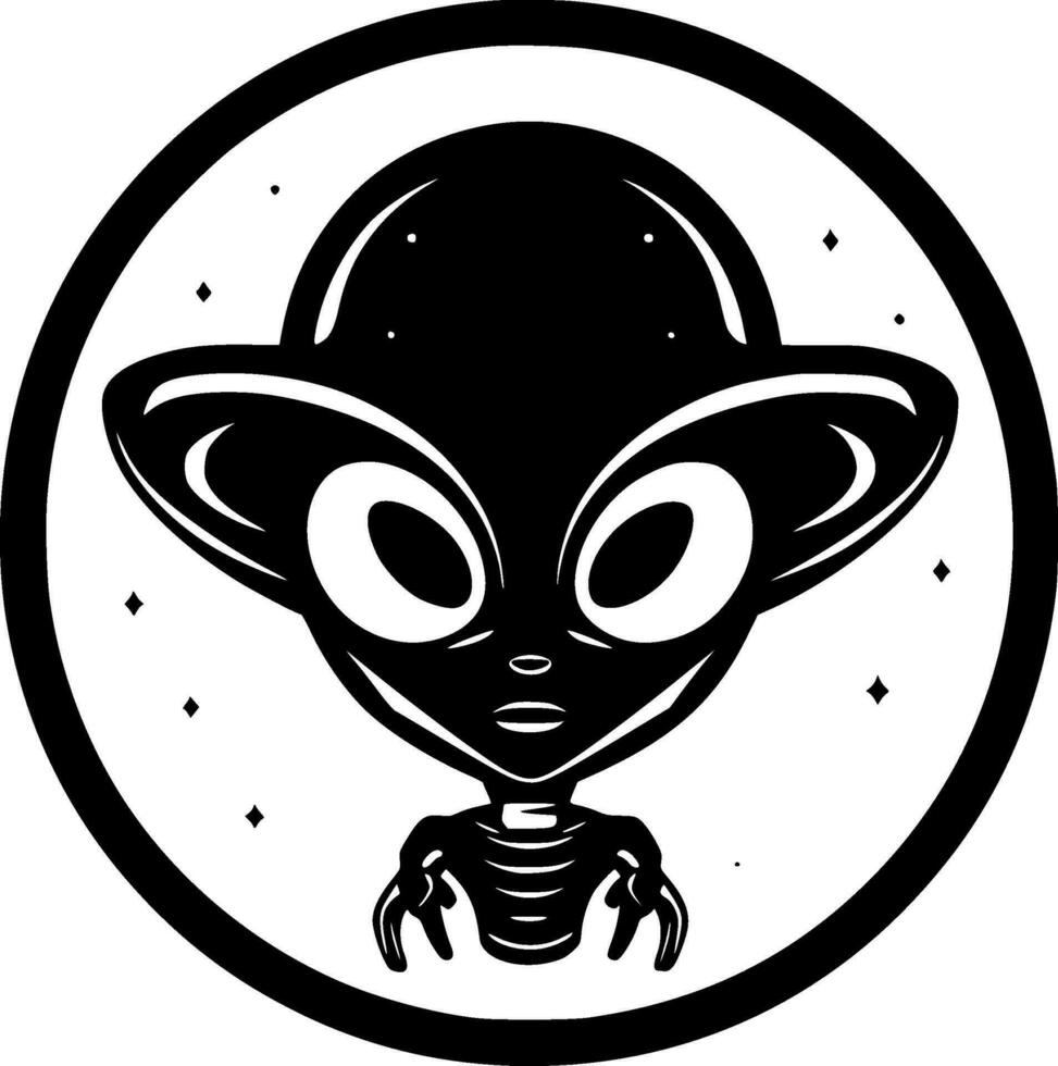 Alien, Black and White Vector illustration