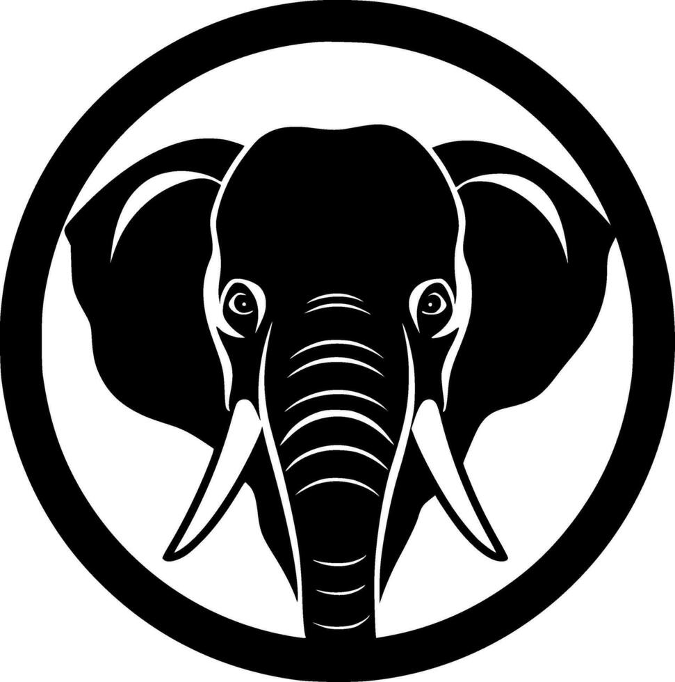 Elephant, Black and White Vector illustration