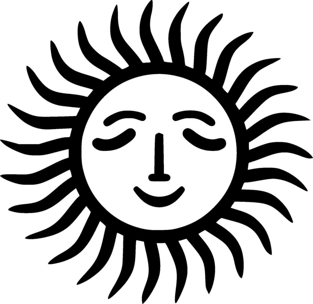 Sun - Black and White Isolated Icon - Vector illustration