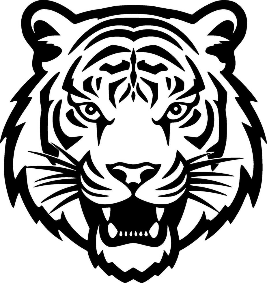 Tigre - negro y blanco aislado icono - vector ilustración