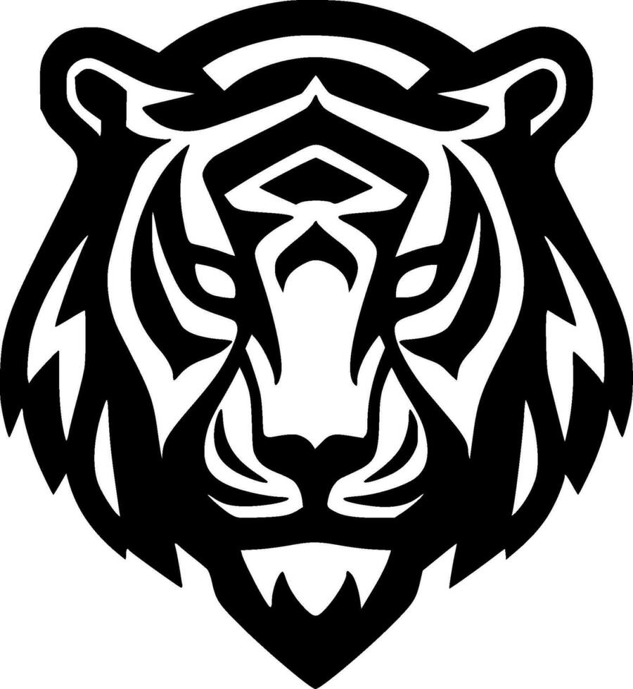 Tigre - negro y blanco aislado icono - vector ilustración