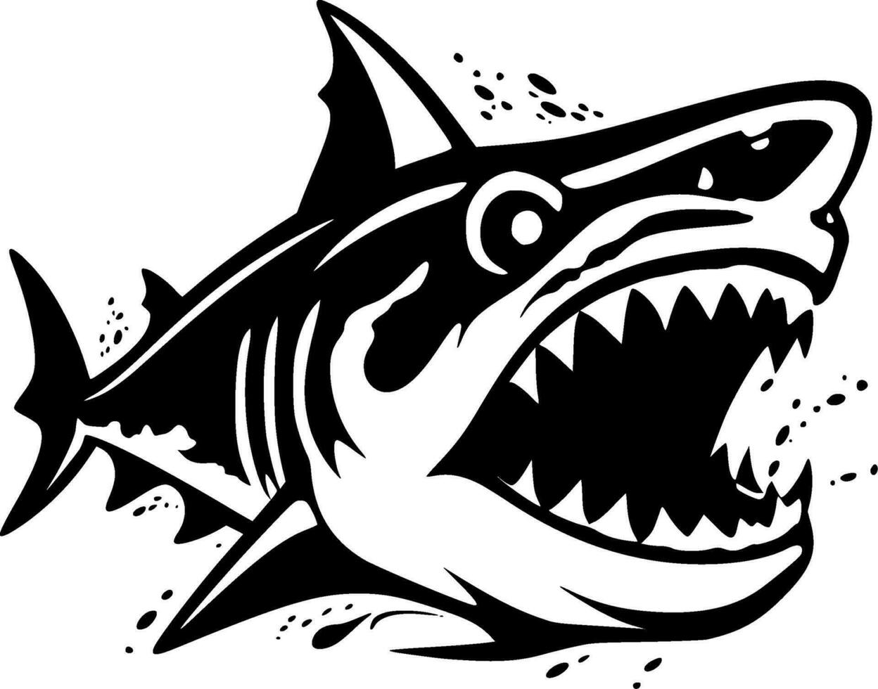 Shark, Black and White Vector illustration