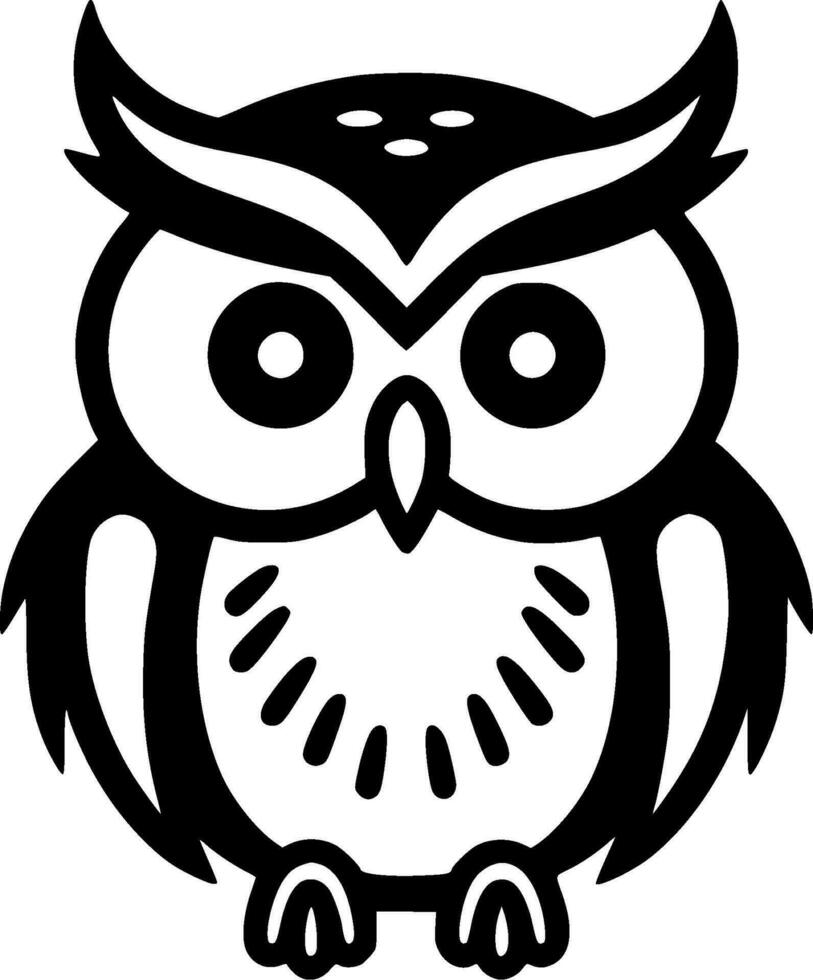 Owl - Black and White Isolated Icon - Vector illustration