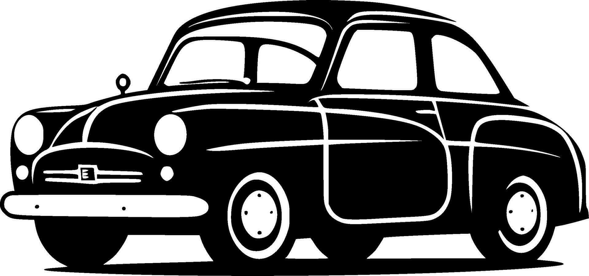 coche - negro y blanco aislado icono - vector ilustración