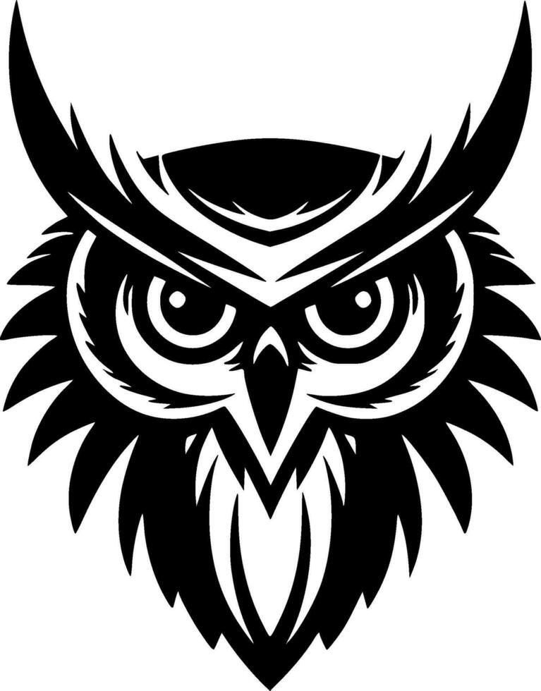 Owl, Black and White Vector illustration