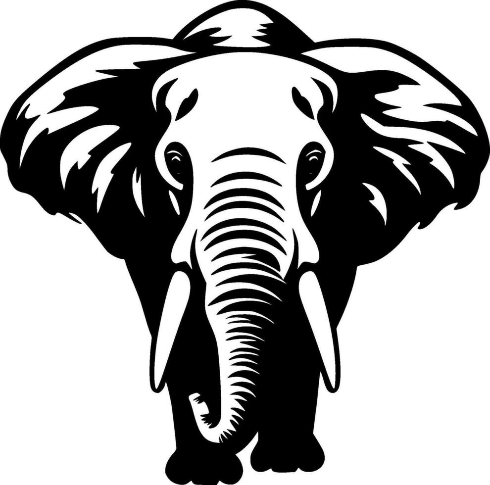 Elephant, Black and White Vector illustration