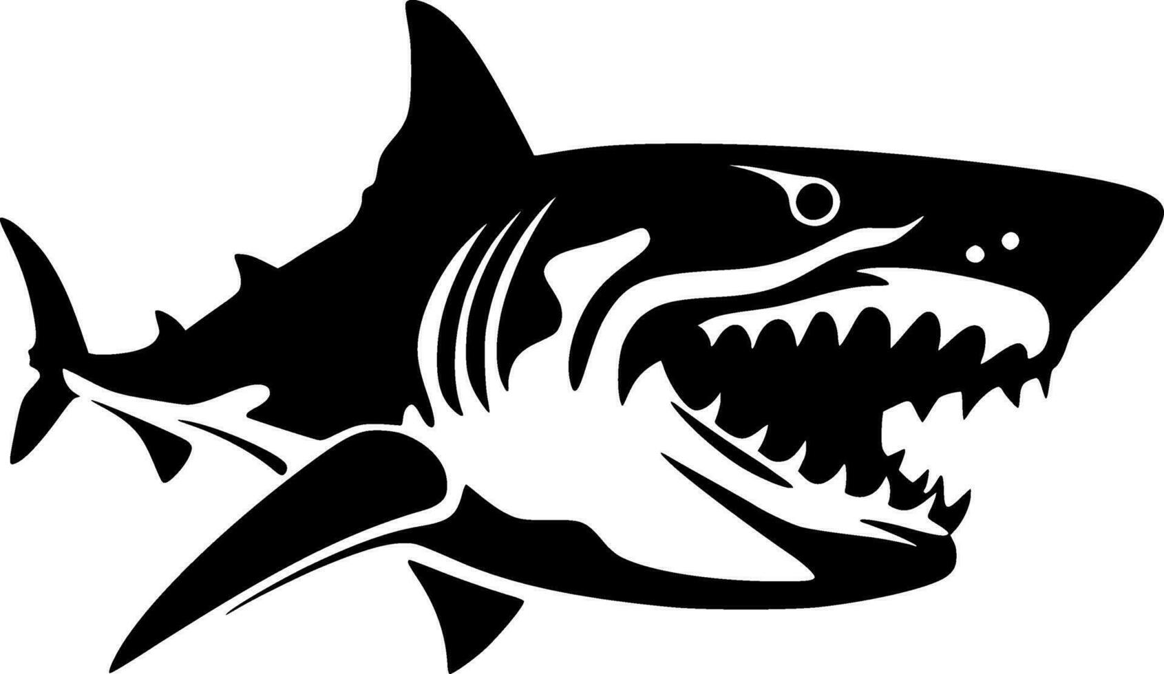 Shark, Black and White Vector illustration