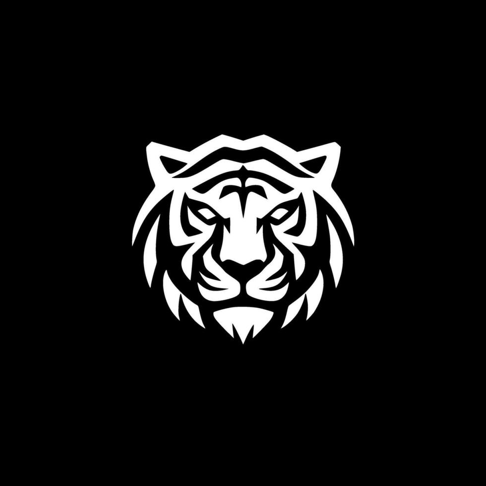 Tiger - Black and White Isolated Icon - Vector illustration