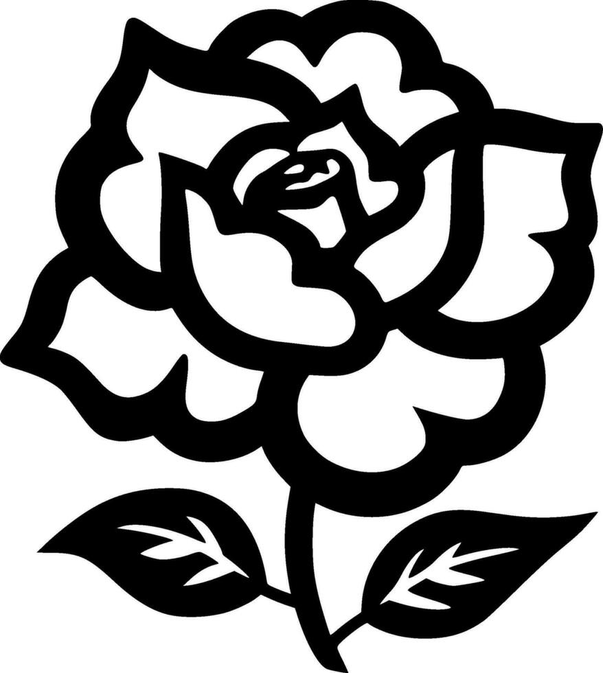 Flower - Black and White Isolated Icon - Vector illustration