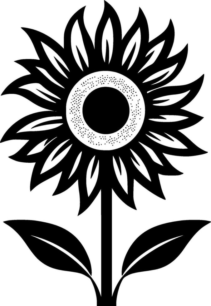 Sunflower - Black and White Isolated Icon - Vector illustration