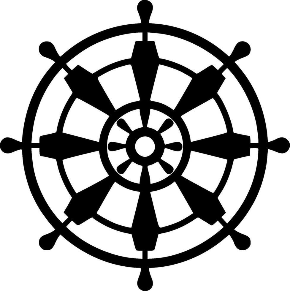 Ship Wheel, Minimalist and Simple Silhouette - Vector illustration