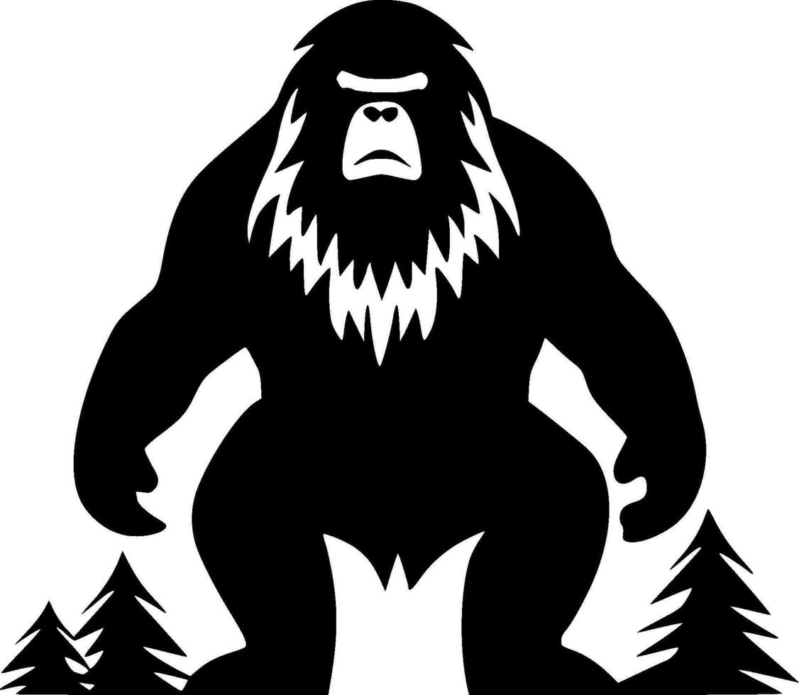 Bigfoot, Black and White Vector illustration