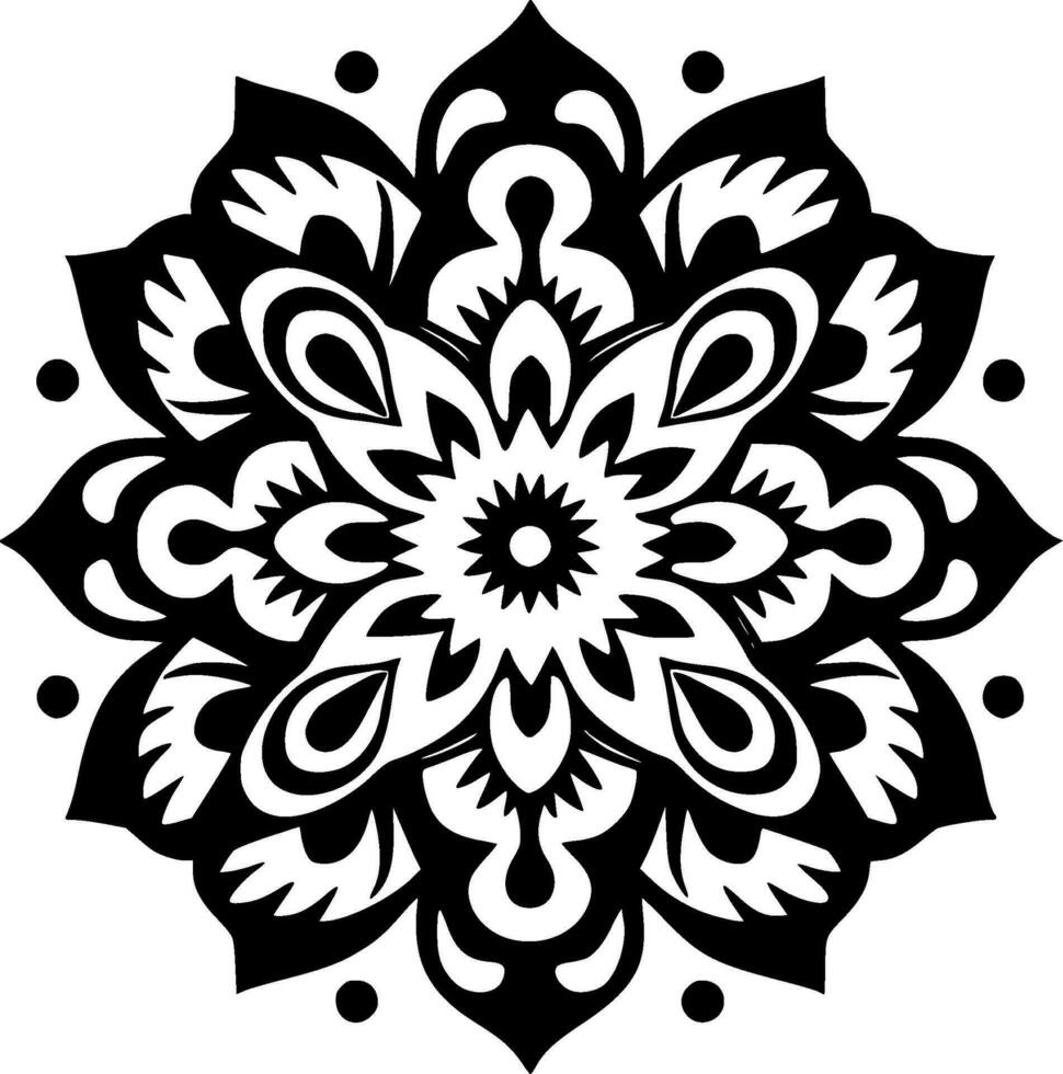 mandala - negro y blanco aislado icono - vector ilustración