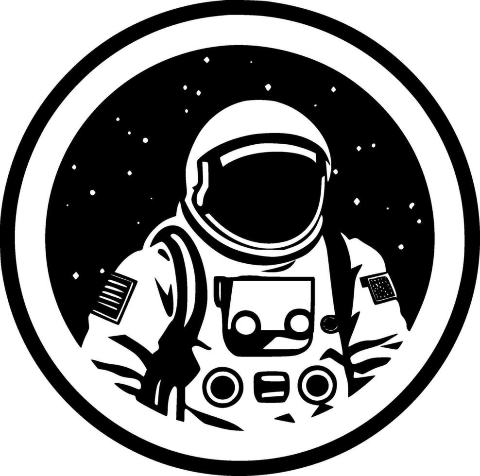 Astronaut - Black and White Isolated Icon - Vector illustration