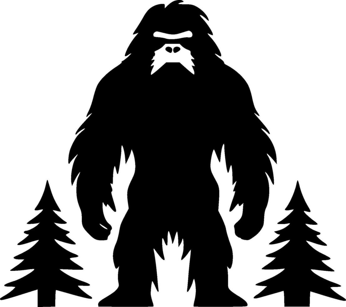 Bigfoot, Black and White Vector illustration
