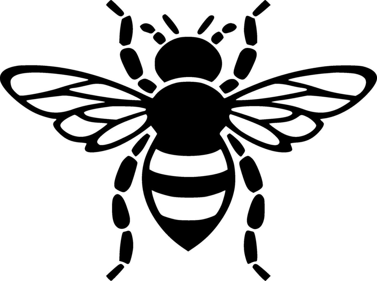 Bee, Black and White Vector illustration