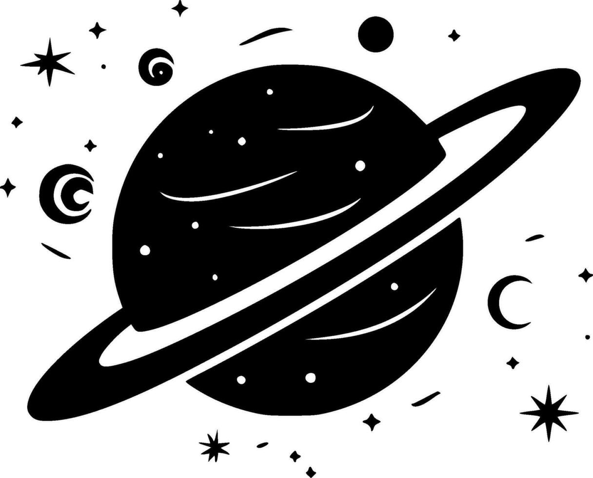 Galaxy - Black and White Isolated Icon - Vector illustration