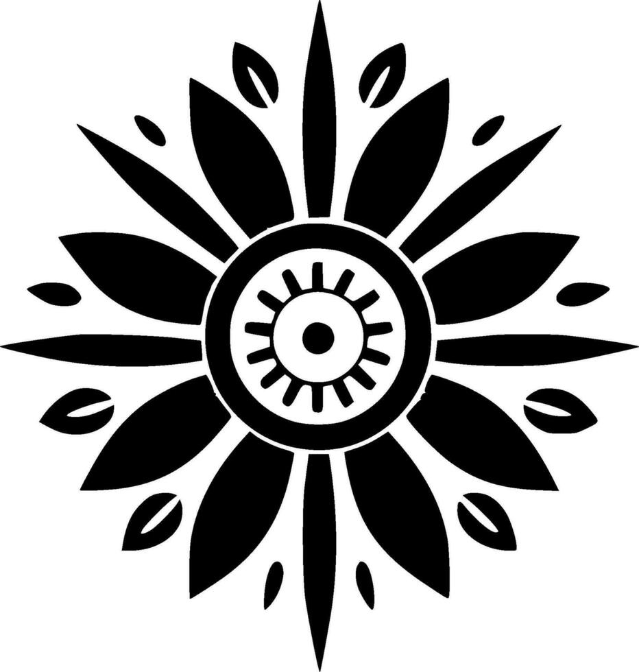 Flower - Black and White Isolated Icon - Vector illustration