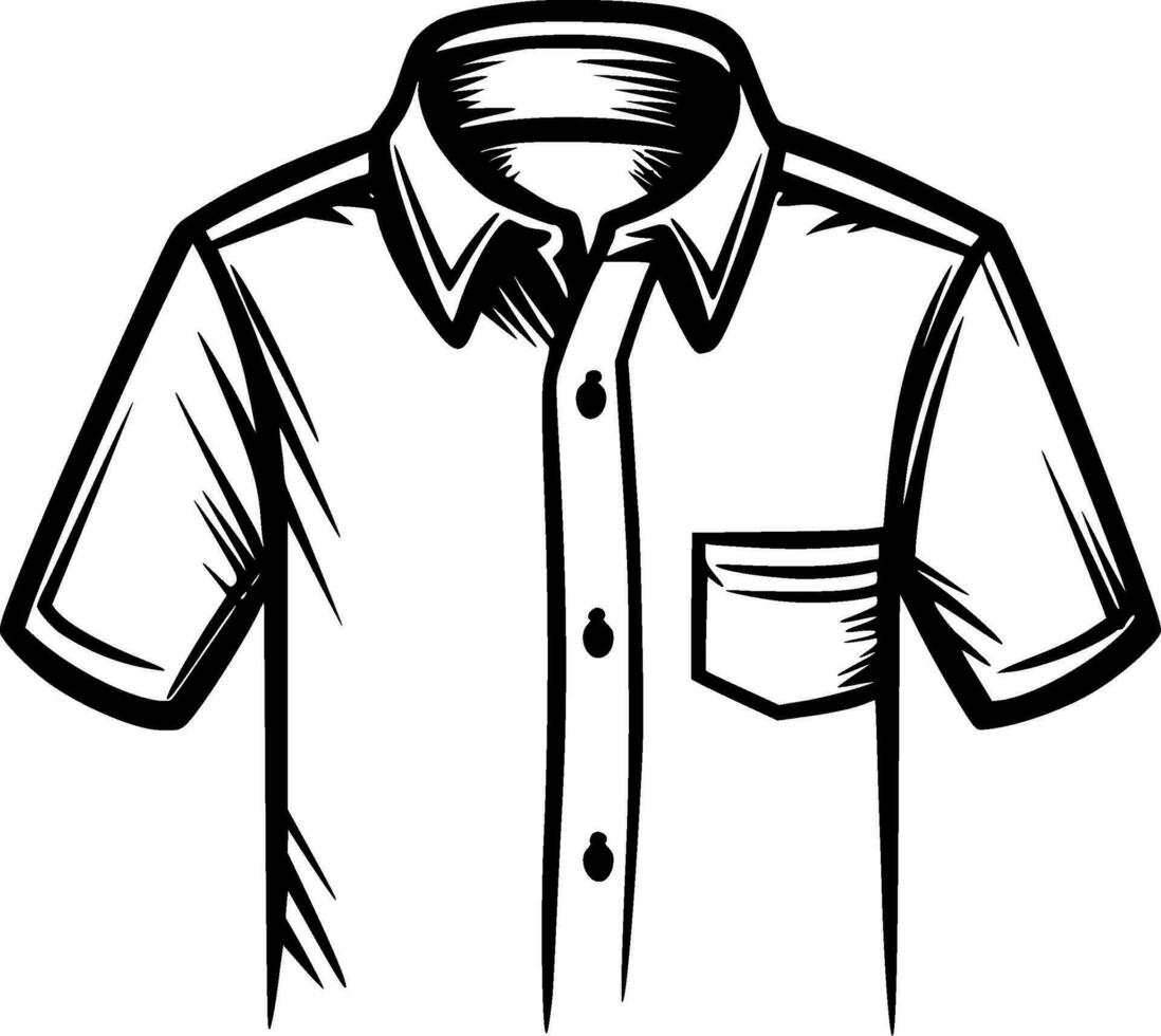 camisa - negro y blanco aislado icono - vector ilustración