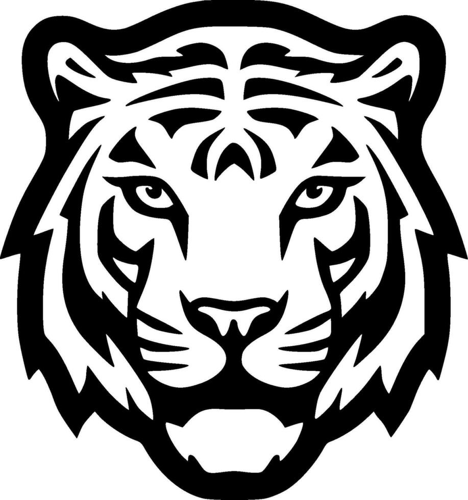Tiger - Black and White Isolated Icon - Vector illustration
