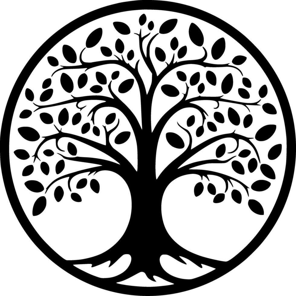 Tree, Black and White Vector illustration