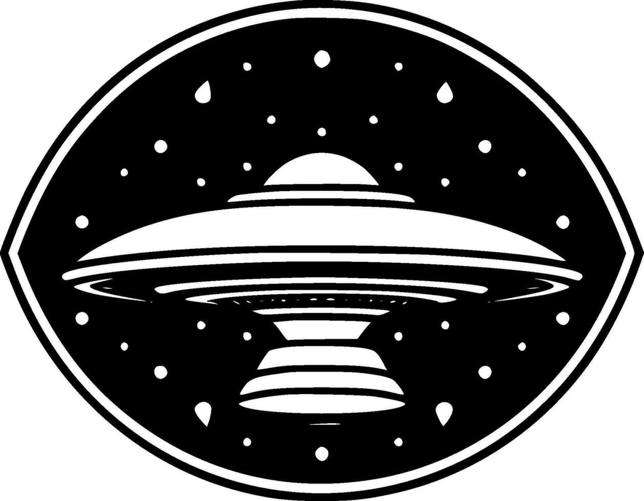 UFO - Black and White Isolated Icon - Vector illustration