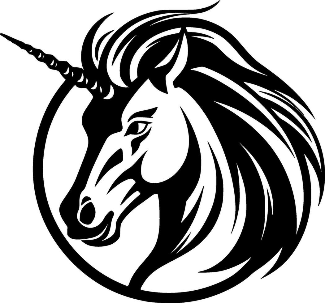 Unicorn - Black and White Isolated Icon - Vector illustration