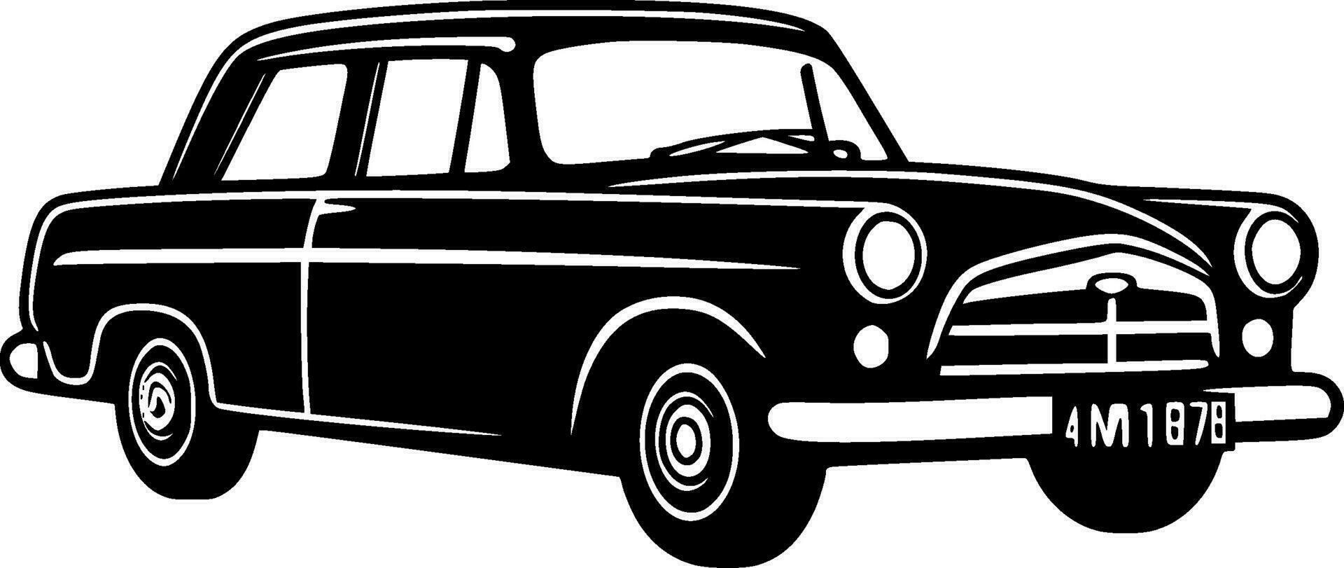 Car - Black and White Isolated Icon - Vector illustration