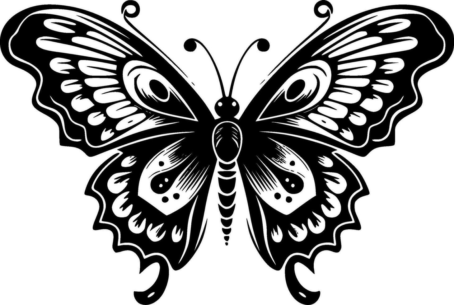 Butterfly - Black and White Isolated Icon - Vector illustration