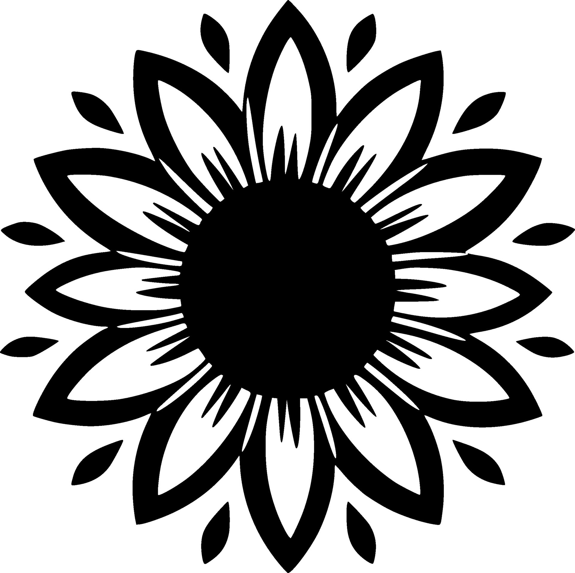 Sunflower, Black and White Vector illustration 34103386 Vector Art at