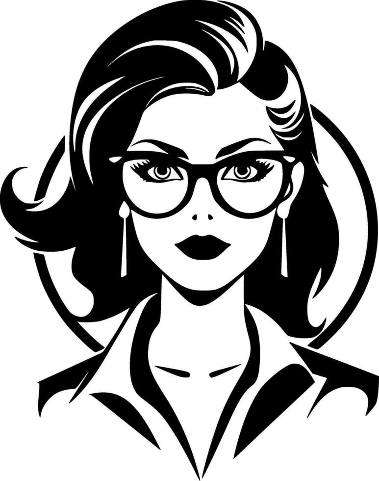 Teacher, Black and White Vector illustration